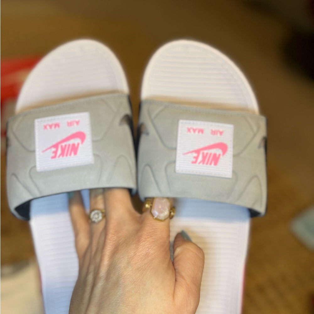 Nike Air Max Gray and Pink & White Slides